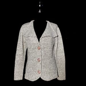 Womens M Cardigan Sweater Light Heather Gray Shawl Collar Chunky Andre Ungaratto